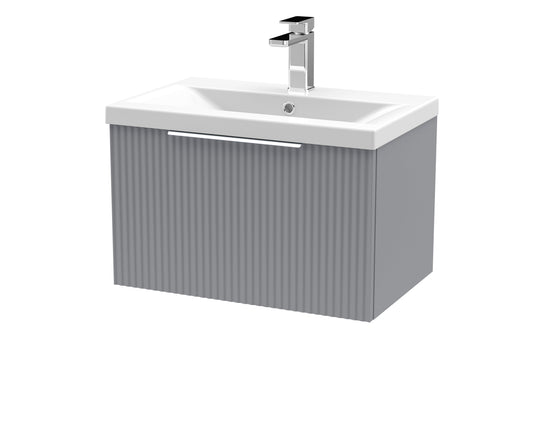 Hudson Reed Fluted 600mm Wall Hung Single Drawer Vanity With Basin