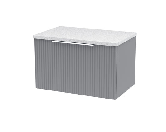 Hudson Reed Fluted 600mm Wall Hung Single Drawer Vanity Unit With Laminate Top