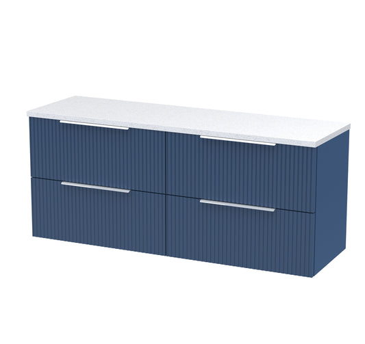 Hudson Reed Fluted 1200mm Wall Hung 4-Drawer Vanity Unit With Laminate Worktop