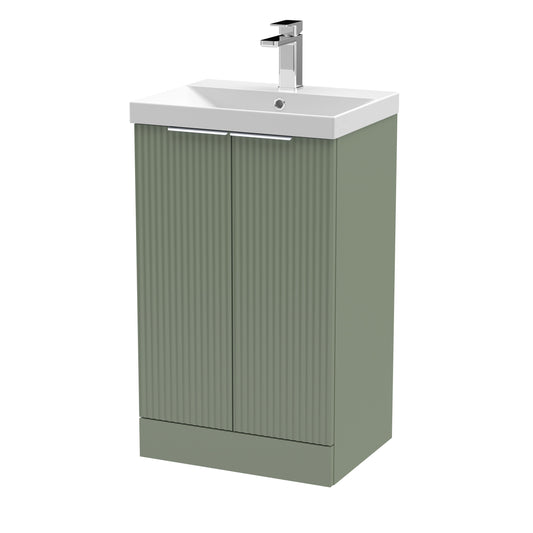 Hudson Reed Fluted 510mm Floor Standing 2-Door Vanity Unit with Basin