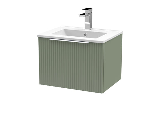 Hudson Reed Fluted 500mm Wall Hung Single Drawer Vanity Unit with Basin