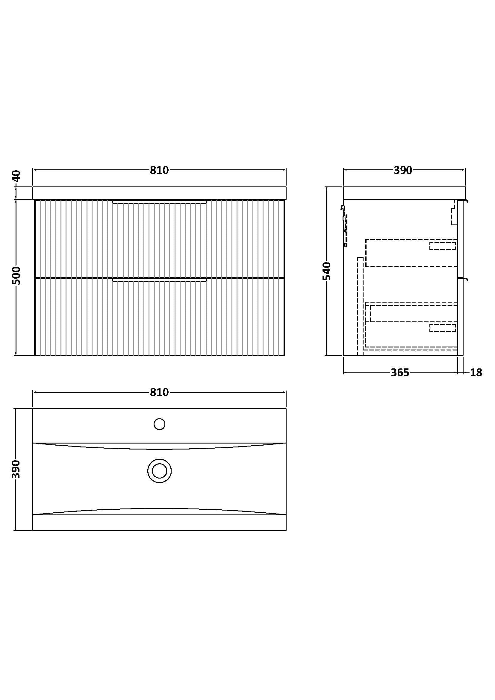 Hudson Reed Fluted 800mm Wall Hung 2-Drawer Vanity Unit With Basin