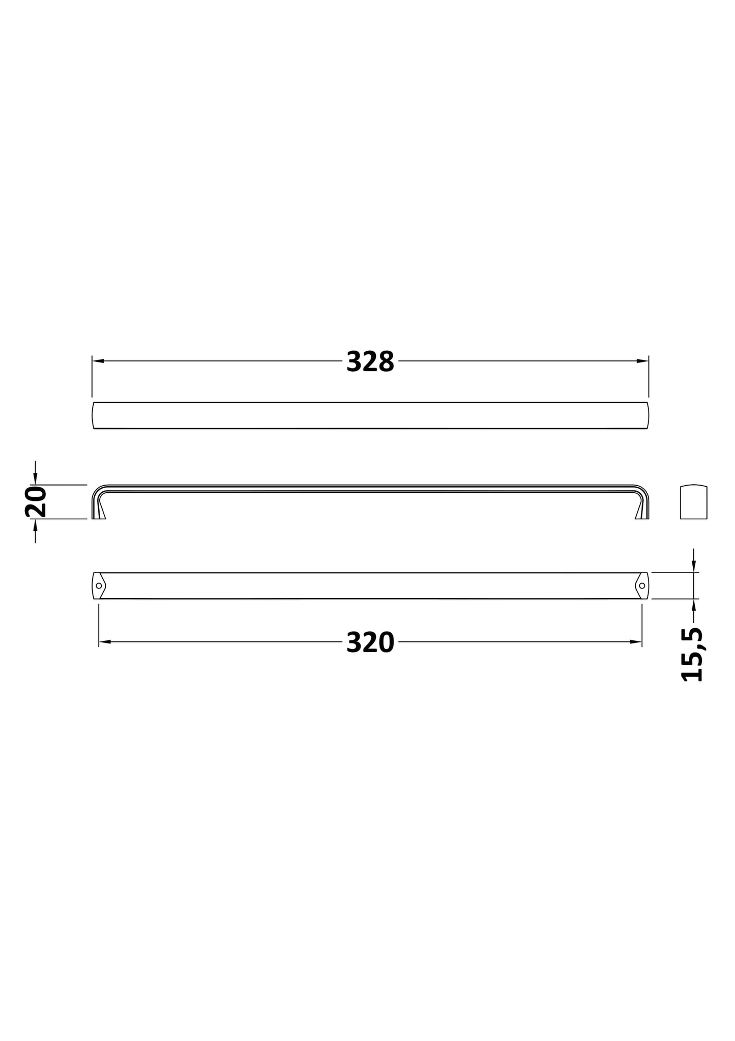 328mm D Handle Matt Black