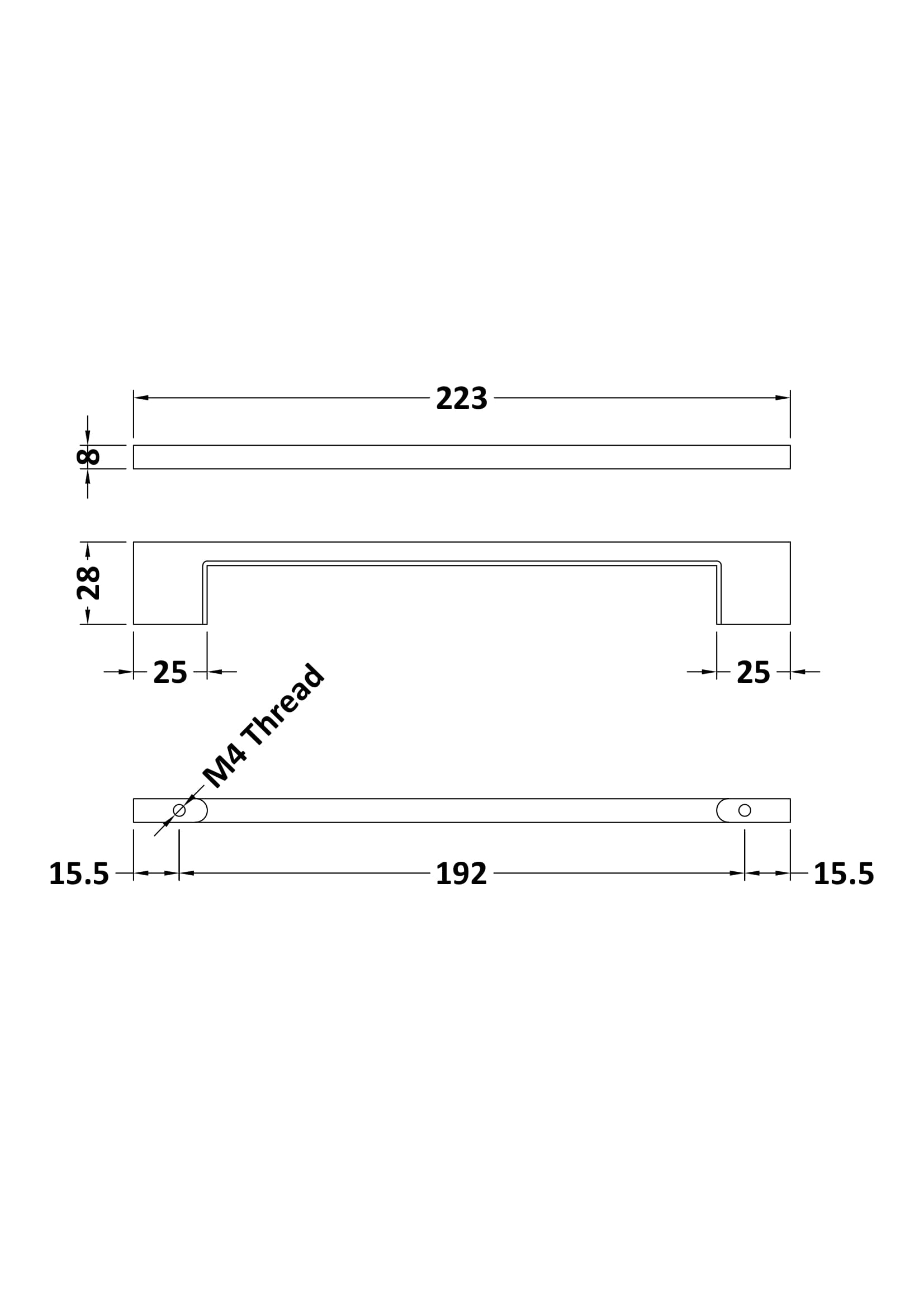 D Handle 192mm