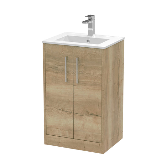Hudson Reed Juno 500mm Floor Standing 2-Door Vanity Unit with 1 Tap Hole Basin