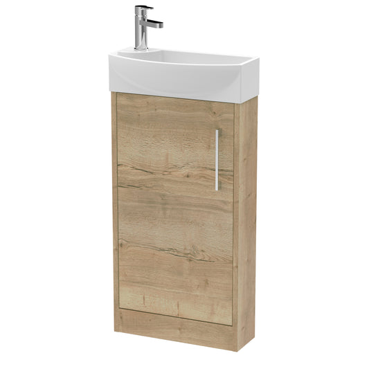 Hudson Reed Juno Compact 450mm Floor Standing Single Door Vanity Unit and Basin with 1 Tap Hole Right Hand