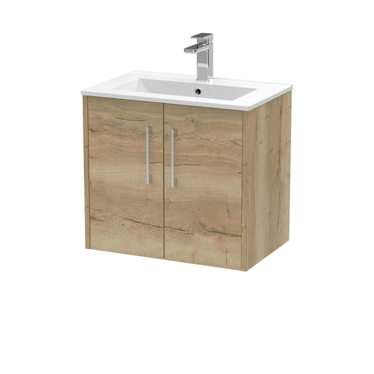 Hudson Reed Juno 600mm Wall Hung 2-Door Vanity Unit with 1 Tap Hole Basin