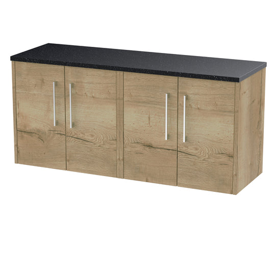 Hudson Reed Juno 1200mm Wall Hung Autumn Oak Vanity Unit With Laminate Worktop