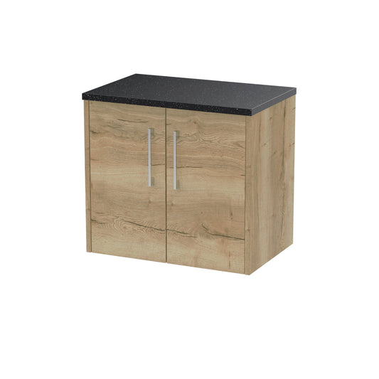 Hudson Reed Juno 600mm Autumn Oak Wall Hung 2-Door Vanity Unit With Laminate Top