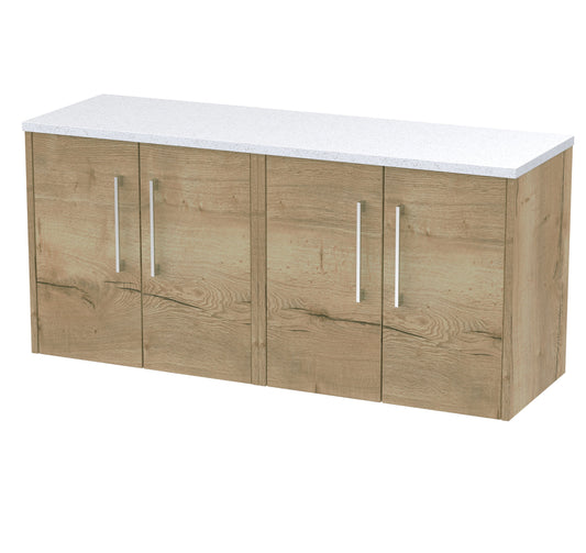Hudson Reed Juno 1200mm Autumn Oak Wall Hung Vanity Unit With Laminate Worktop