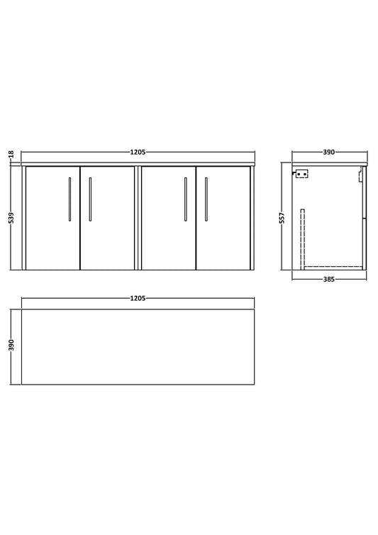 Hudson Reed Juno 1200mm Autumn Oak Wall Hung Vanity Unit With Worktop