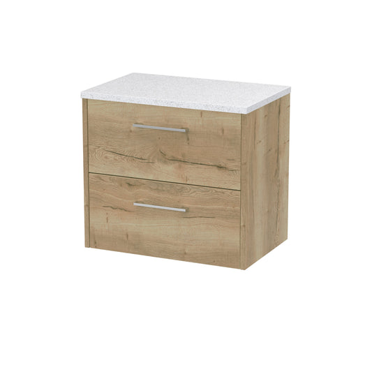 Hudson Reed Juno 600mm Autumn Oak Wall Hung 2-Drawer Vanity Unit With Laminate Top