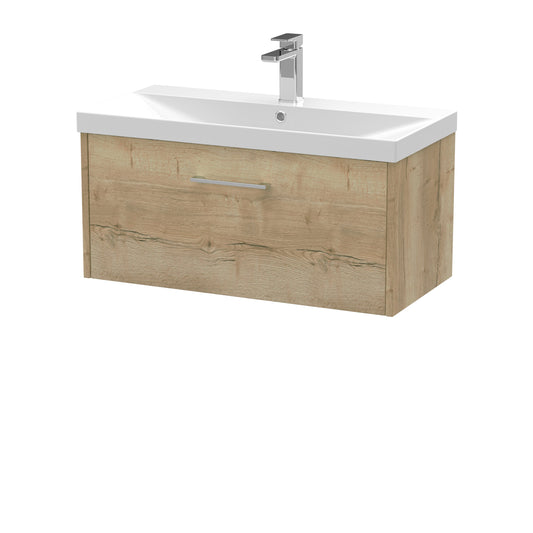 Hudson Reed Juno 800mm Autumn Oak Wall Hung Vanity Unit & Basin