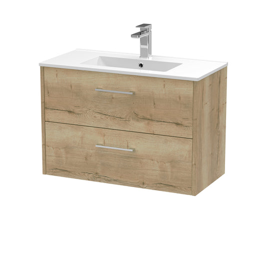 Hudson Reed Juno 800mm Autumn Oak Wall Hung 2-Drawer Vanity Unit with 1 Tap Hole Basin