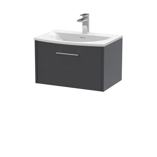 Hudson Reed Juno 600mm Graphite Grey Wall Hung Single Drawer Vanity Unit with Basin