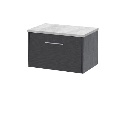 Hudson Reed Juno 600mm Graphite Grey Wall Hung Single Drawer Vanity Unit With Laminate Top