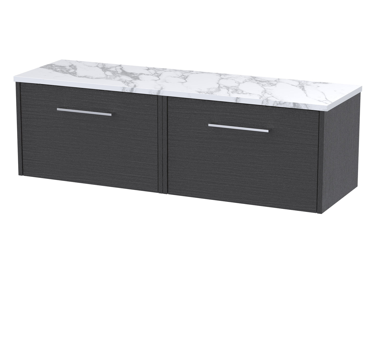 Hudson Reed Juno 1200mm Graphite Grey Woodgrain Wall Hung 2-Drawer Vanity Unit With Laminate Worktop