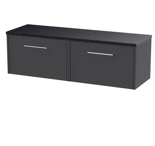 Hudson Reed Juno 1200mm Wall Hung 2-Drawer Vanity Unit With Laminate Worktop & Handles