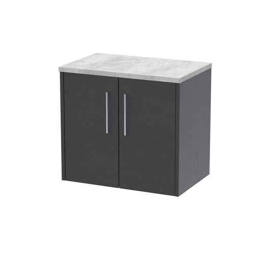 Hudson Reed Juno 600mm Graphite Grey Wall Hung 2-Door Vanity Unit With Laminate Top & Soft-Close Doors