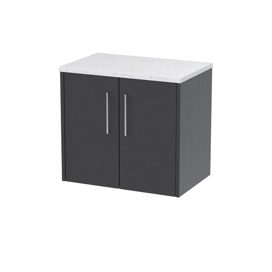 Hudson Reed Juno 600mm Graphite Grey Wall Hung 2-Door Vanity Unit With Soft Close Doors & Laminate Top