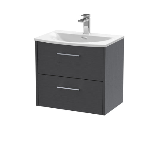Hudson Reed Juno 600mm Graphite Grey Wall Hung 2-Drawer Vanity & Basin with Soft Close Drawers