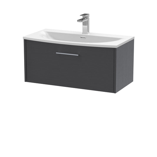 Hudson Reed Juno 800mm Graphite Grey Wall Hung Single Drawer Vanity Unit With Basin