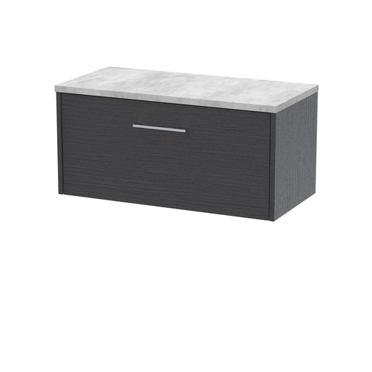 Hudson Reed Juno 800mm Graphite Grey Wall Hung Single Drawer Vanity Unit With Laminate Top