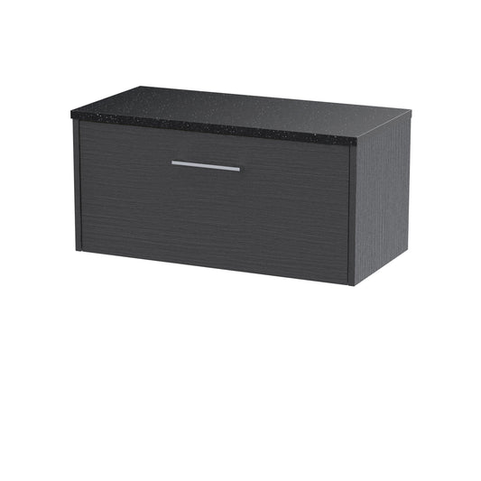 Hudson Reed Juno 800mm Graphite Grey Wall Hung Single Drawer Vanity Unit With Laminate Worktop
