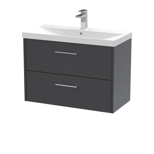 Hudson Reed Juno 800mm Graphite Grey Wall Hung 2-Drawer Vanity Unit & Thin-Edge 1 Tap Hole Basin