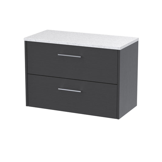 Hudson Reed Juno 800mm Graphite Grey Wall Hung 2-Drawer Vanity Unit With Laminate Top