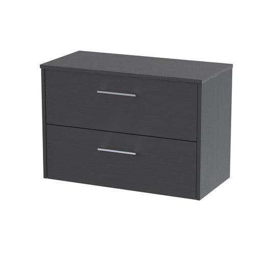 Hudson Reed Juno 800mm Graphite Grey Wall Hung 2-Drawer Vanity Unit With Worktop