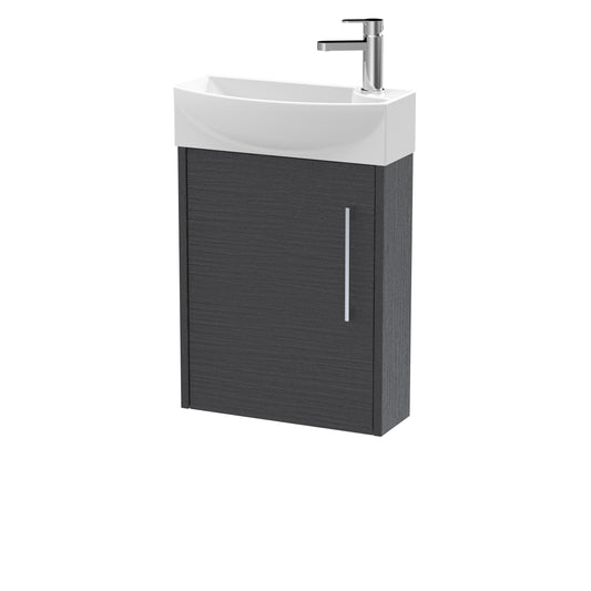 Hudson Reed Juno Compact 440mm Wall Hung Single Door Vanity Unit With 1 Tap Hole Left Hand Basin