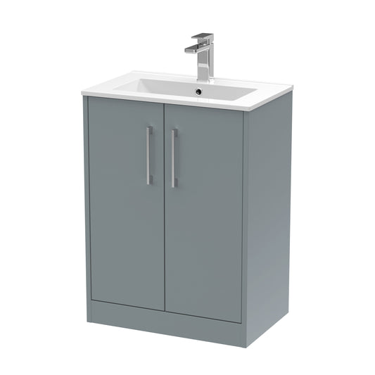 Hudson Reed Juno 600mm Floor Standing 2-Door Vanity Unit With 1 Tap Hole Basin