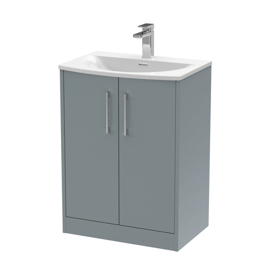 Hudson Reed Juno 600mm Coastal Grey Floor Standing 2-Door Vanity Unit with Basin