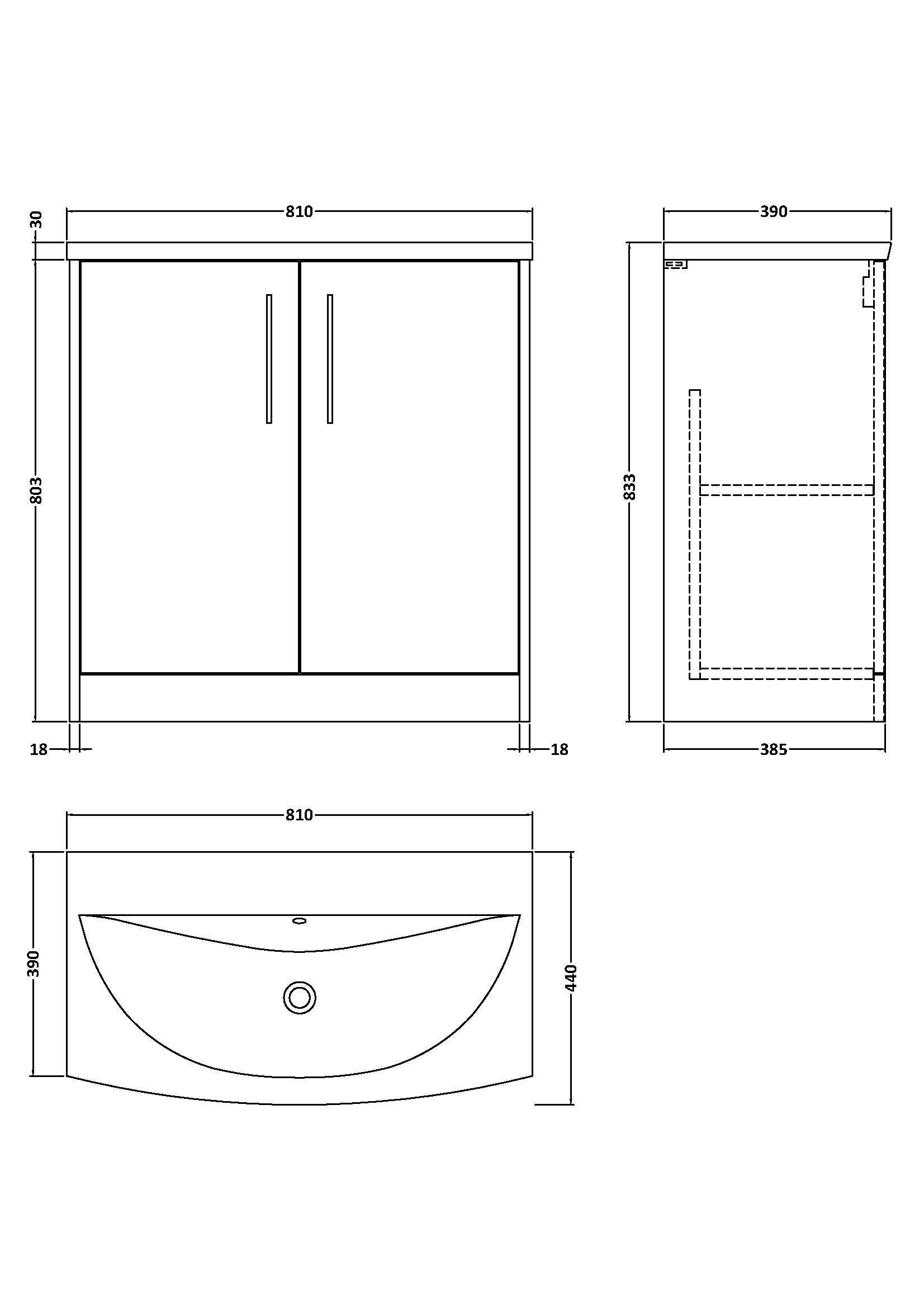 Hudson Reed Juno 800mm Floor Standing 2-Door Vanity Unit with 1 Tap Hole Basin