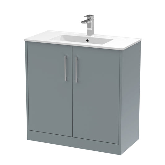 Hudson Reed Juno 800mm Floor Standing 2-Door Vanity Unit With 1 Tap Hole Basin
