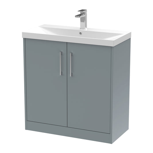 Hudson Reed Juno 800mm Coastal Grey Floor Standing 2-Door Vanity Unit with 1 Tap Hole Basin