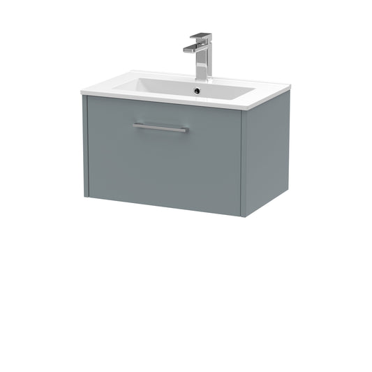 Hudson Reed Juno 600mm Coastal Grey Wall Hung Single Drawer Vanity Unit With Basin