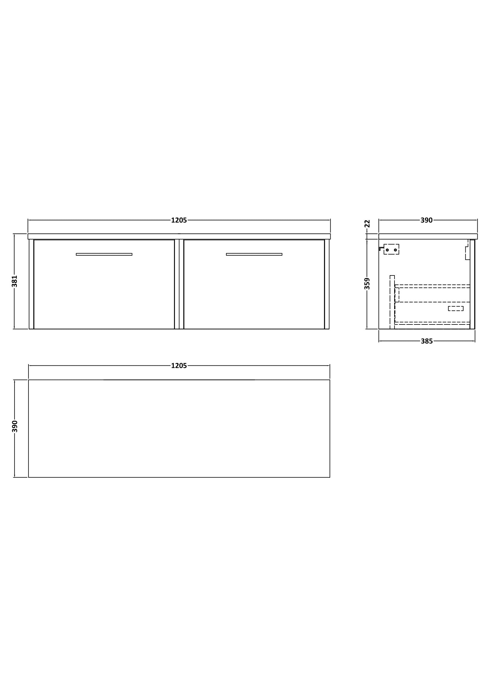 Hudson Reed Juno 1200mm Coastal Grey Wall Hung 2-Drawer Vanity Unit With Laminate Worktop & Handles