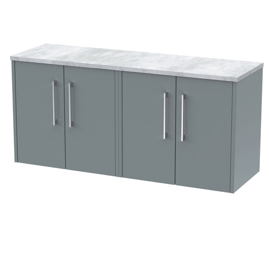 Hudson Reed Juno 1200mm Coastal Grey Wall Hung Soft Close 2-Door Vanity Unit With Laminate Worktop