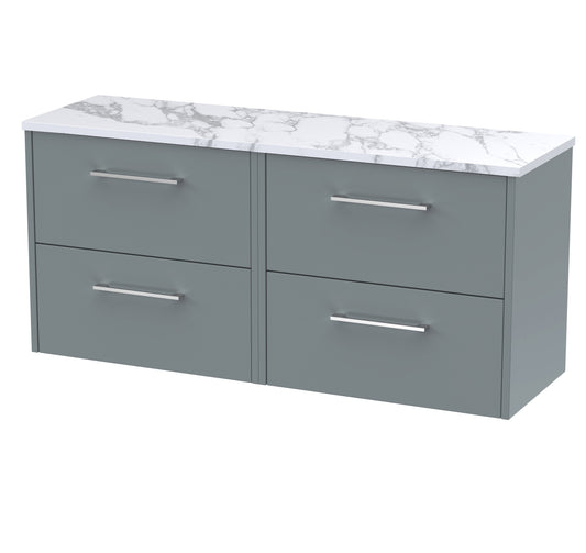Hudson Reed Juno 1200mm Coastal Grey Wall Hung 4-Drawer Vanity Unit With Laminate Worktop