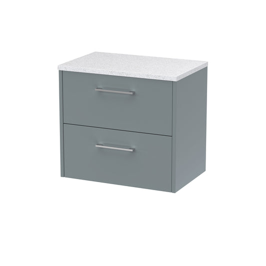 Hudson Reed Juno 600mm Wall Hung Coastal Grey 2-Drawer Vanity Unit With Laminate Top