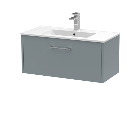 Hudson Reed Juno 800mm Coastal Grey Wall Hung Single Drawer Vanity Unit with 1 Tap Hole Basin