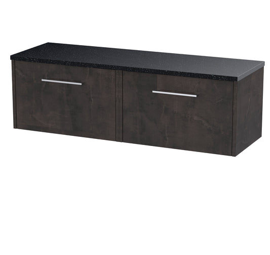 Hudson Reed Juno 1200mm Metallic Slate Wall Hung 2-Drawer Vanity Unit With Laminate Worktop