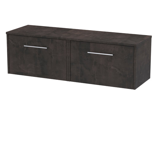 Hudson Reed Juno 1205mm Metallic Slate Wall Hung 2 Drawer Vanity Unit With Worktop