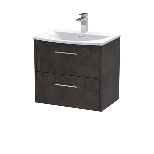 Hudson Reed Juno 600mm Wall Hung 2 Drawer Vanity Unit Including Curved Ceramic Basin