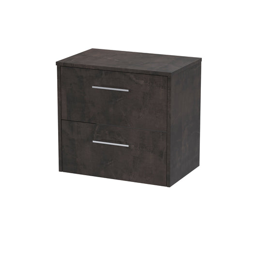 Hudson Reed Juno 600mm Wall Hung 2 Drawer Vanity Unit With Worktop & Handles