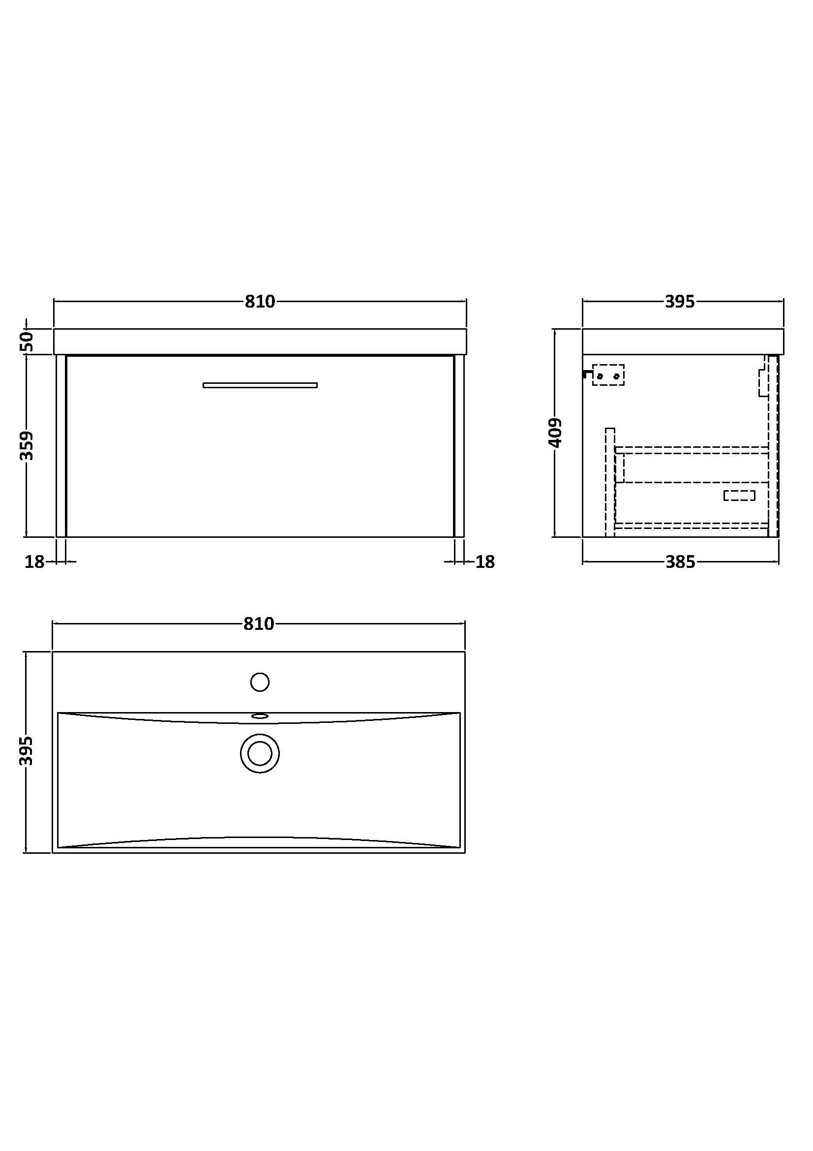 Hudson Reed Juno 810mm Metallic Slate Wall Hung 1 Drawer Vanity Unit with Basin