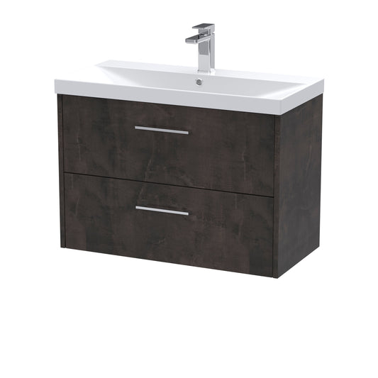 Hudson Reed Juno 800mm Metallic Slate Wall Hung 2 Drawer Vanity Unit with Basin