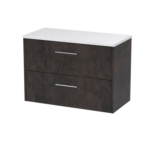Hudson Reed Juno 800mm Metallic Slate Wall Hung Vanity Unit With Laminate Worktop